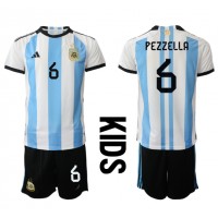 Koszulka piłkarska Argentyna German Pezzella #6 Strój Domowy dla dzieci MŚ 2022 tanio Krótki Rękaw (+ Krótkie spodenki)